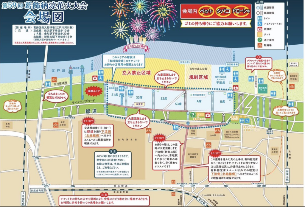 葛飾納涼花火大会の屋台はどこ？何駅で買える？2026年の出店場所をチェック